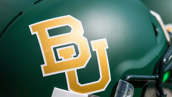 Sep 15, 2018; Waco, TX, USA; A view of the logo on a Baylor Bears helmet during the game between the Bears and the Duke Blue Devils at McLane Stadium. Mandatory Credit: Jerome Miron-Imagn Images Sep 15, 2018; Waco, TX, USA; A view of the logo on a Baylor Bears helmet during the game between the Bears and the Duke Blue Devils at McLane Stadium. Mandatory Credit: Jerome Miron-Imagn Images