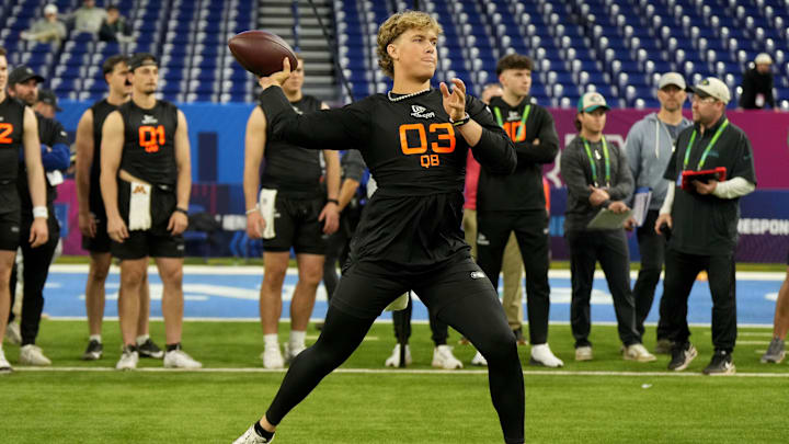Ole Miss quarterback Jaxson Dart during the 2025 NFL Combine.