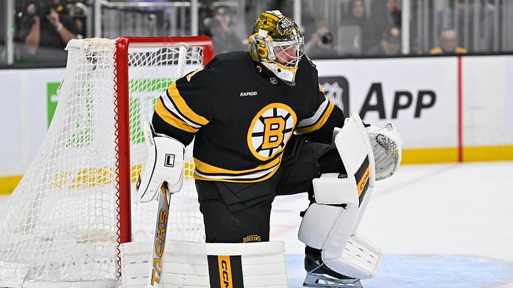 Oct 5, 2026; Boston, Massachusetts, USA; Boston Bruins goaltender Jeremy Swayman (1) stops the puck at the goal line during the second period against the Ottawa Senators at TD Garden. Mandatory Credit: Eric Canha-Imagn Images Oct 5, 2026; Boston, Massachusetts, USA; Boston Bruins goaltender Jeremy Swayman (1) stops the puck at the goal line during the second period against the Ottawa Senators at TD Garden. Mandatory Credit: Eric Canha-Imagn Images