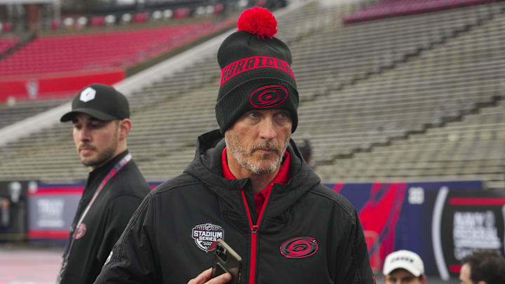 Feb 17, 2023; Raleigh, North Carolina, USA; Carolina Hurricanes owner Tom Dundon looks on during practice at Carter-Finley Stadium. Mandatory Credit: James Guillory-Imagn Images Feb 17, 2023; Raleigh, North Carolina, USA; Carolina Hurricanes owner Tom Dundon looks on during practice at Carter-Finley Stadium. Mandatory Credit: James Guillory-Imagn Images