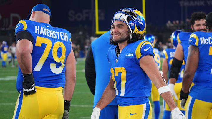 Los Angeles Rams wide receiver Puka Nacua on Jan 13, 2025. Los Angeles Rams wide receiver Puka Nacua on Jan 13, 2025.