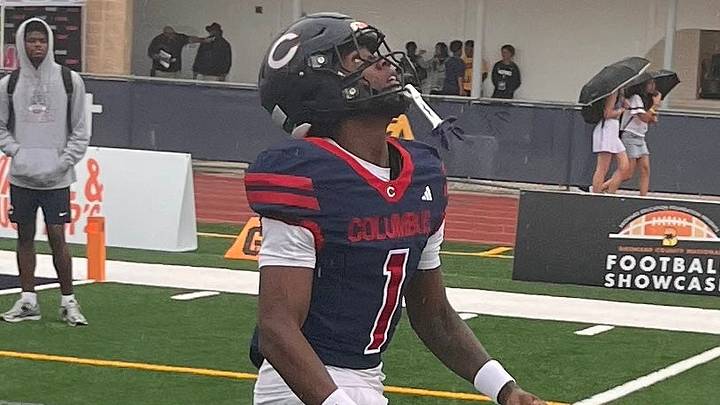Columbus senior athlete A'mir Sears fields a punt in warmups before playing Bishop Gorman on Aug. 29, 2026 at St. Thomas Aquinas High School in Fort Lauderdale. Columbus senior athlete A'mir Sears fields a punt in warmups before playing Bishop Gorman on Aug. 29, 2026 at St. Thomas Aquinas High School in Fort Lauderdale.