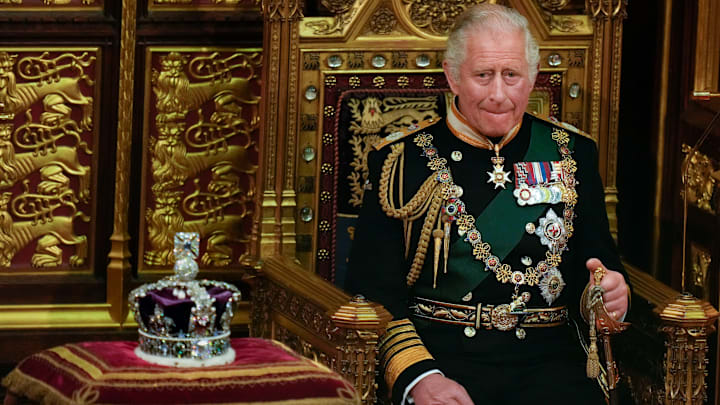 King Charles III (then still a prince) at the State Opening of Parliament in May 2022.