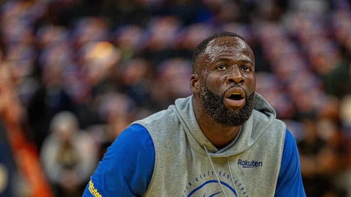 Oct 28, 2025; San Francisco, California, USA; Golden State Warriors forward Draymond Green (23) during warmups before the start of the game against the LA Clippers at Chase Center. Mandatory Credit: Neville E. Guard-Imagn Images