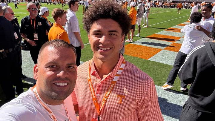 Derrick Baker with his father at the Tennessee vs. Texas game.