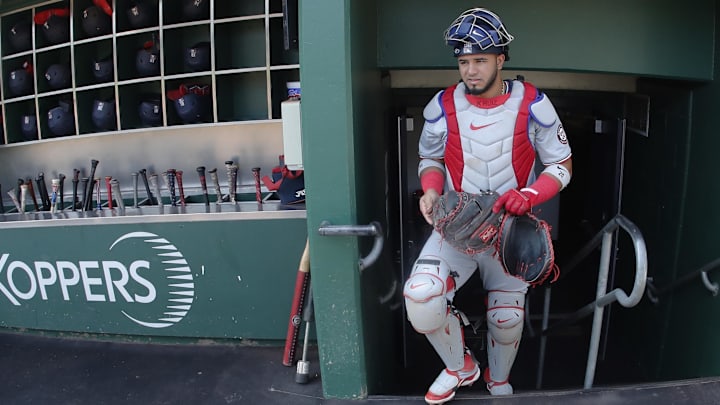 Sep 8, 2024; Pittsburgh, Pennsylvania, USA;  Washington Nationals catcher Keibert Ruiz (20) enters the dugout before a game against the Pittsburgh Pirates at PNC Park.