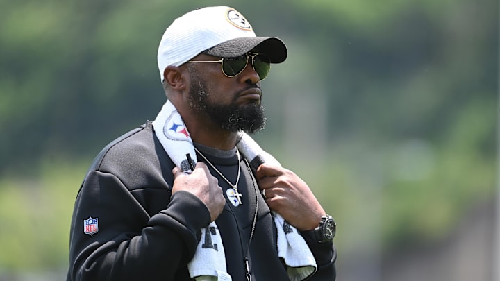 Jun 10, 2025; Pittsburgh, PA, USA;  Pittsburgh Steelers head coach Mike Tomlin during minicamp at their South Side facility. Mandatory Credit: Philip G. Pavely-Imagn Images