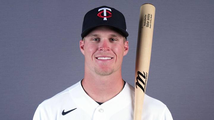 Feb 19, 2026; Lee County, FL, USA; Minnesota Twins center fielder Walker Jenkins (75) poses during photo day at Hammond Stadium. Mandatory Credit: Jim Rassol-Imagn Images Feb 19, 2026; Lee County, FL, USA; Minnesota Twins center fielder Walker Jenkins (75) poses during photo day at Hammond Stadium. Mandatory Credit: Jim Rassol-Imagn Images
