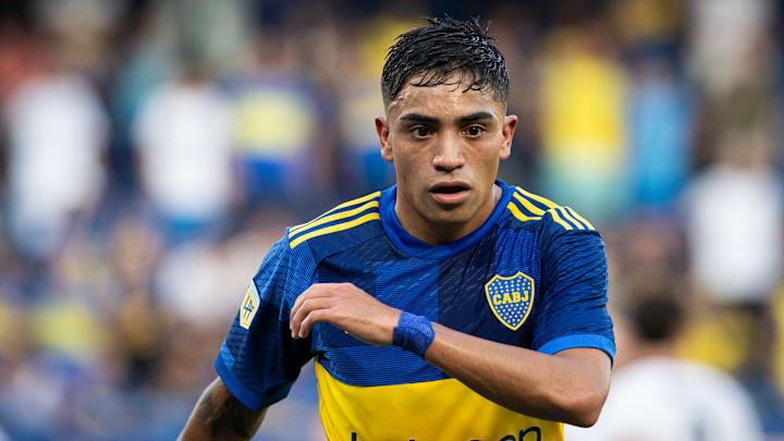 Luca Langoni of Boca Juniors looks on during a group B match...