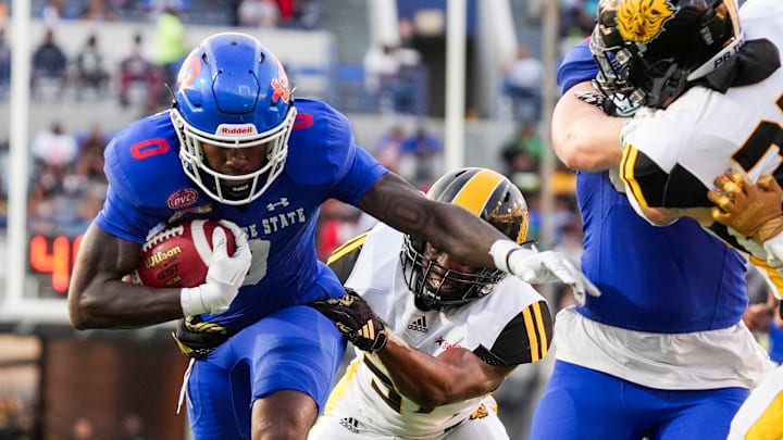 Tennessee State's Karate Brenson (0) runs with the ball during the Southern Heritage Classic game between Tennessee State University and University of Arkansas at Pine Bluff in Memphis, Tenn., on Saturday, September 14, 2024.