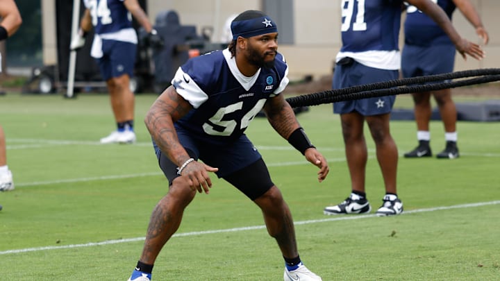 Dallas Cowboys DE Sam Williams goes through a drill during practice at the Ford Center at the Star Training Facility in Frisco, Texas. Dallas Cowboys DE Sam Williams goes through a drill during practice at the Ford Center at the Star Training Facility in Frisco, Texas.