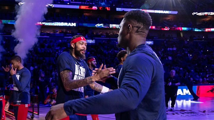 New Orleans Pelicans forwards Brandon Ingram (14) and Zion Williamson (1) at Smoothie King Center. 