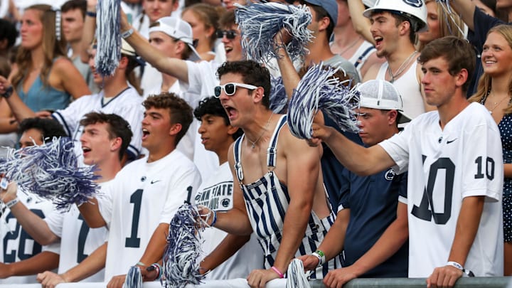 Penn State Nittany Lion fans cheer during the third quarter against the Villanova Wildcats at Beaver Stadium. 