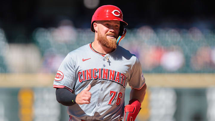 Cincinnati Reds outfielder Blake Dunn (76) runs the bases