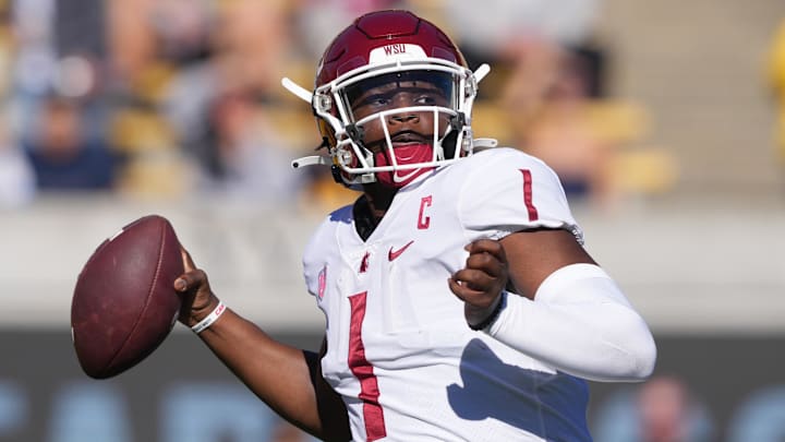 Nov 11, 2023; Berkeley, California, USA; Washington State Cougars quarterback Cameron Ward (1)