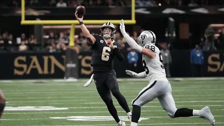 Sep 27, 2026; New Orleans, Louisiana, USA; New Orleans Saints quarterback Tyler Shough (6) throws in the first half against the Las Vegas Raiders at Caesars Superdome. Mandatory Credit: Matthew Hinton-Imagn Images Sep 27, 2026; New Orleans, Louisiana, USA; New Orleans Saints quarterback Tyler Shough (6) throws in the first half against the Las Vegas Raiders at Caesars Superdome. Mandatory Credit: Matthew Hinton-Imagn Images