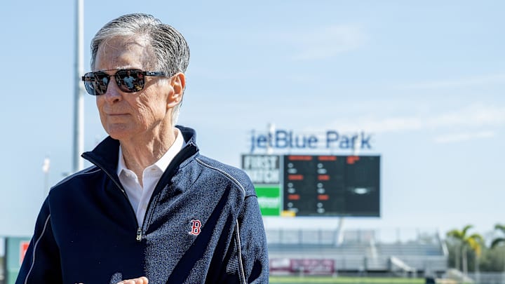 Feb 17, 2025; Lee County, FL, USA;  Boston Red Sox owner John W. Henry attends spring training at Jet Blue Park at Fenway South. Photo Credit: Chris Tilley-Imagn Images
