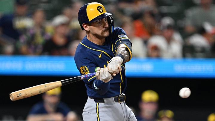 Sep 18, 2026; Baltimore, Maryland, USA; Milwaukee Brewers infielder Joey Ortiz (3) hits a single in the sixth inning against the Baltimore Orioles at Oriole Park at Camden Yards. Mandatory Credit: Jamie Sabau-Imagn Images Sep 18, 2026; Baltimore, Maryland, USA; Milwaukee Brewers infielder Joey Ortiz (3) hits a single in the sixth inning against the Baltimore Orioles at Oriole Park at Camden Yards. Mandatory Credit: Jamie Sabau-Imagn Images