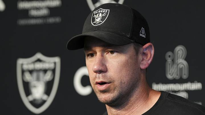 Las Vegas Raiders head coach Klint Kubiak speaks during a news conference during organized team activities. Las Vegas Raiders head coach Klint Kubiak speaks during a news conference during organized team activities.