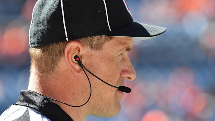 NFL side judge Alan Eck before the game between the Indianapolis Colts against the Denver Broncos.