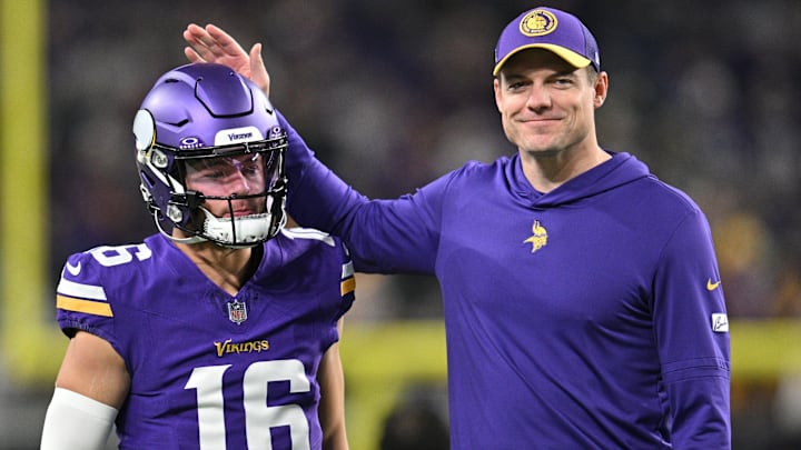 Dec 31, 2023; Minneapolis, Minnesota, USA; Minnesota Vikings head coach Kevin O'Connell and