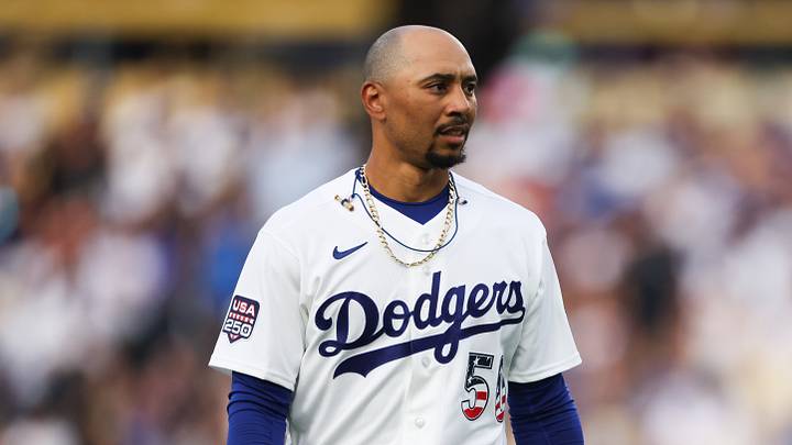 Jul 4, 2026; Los Angeles, California, USA; Los Angeles Dodgers shortstop Mookie Betts (50) looks on in the first inning against the San Diego Padres at Dodger Stadium. Mandatory Credit: Kiyoshi Mio-Imagn Images Jul 4, 2026; Los Angeles, California, USA; Los Angeles Dodgers shortstop Mookie Betts (50) looks on in the first inning against the San Diego Padres at Dodger Stadium. Mandatory Credit: Kiyoshi Mio-Imagn Images