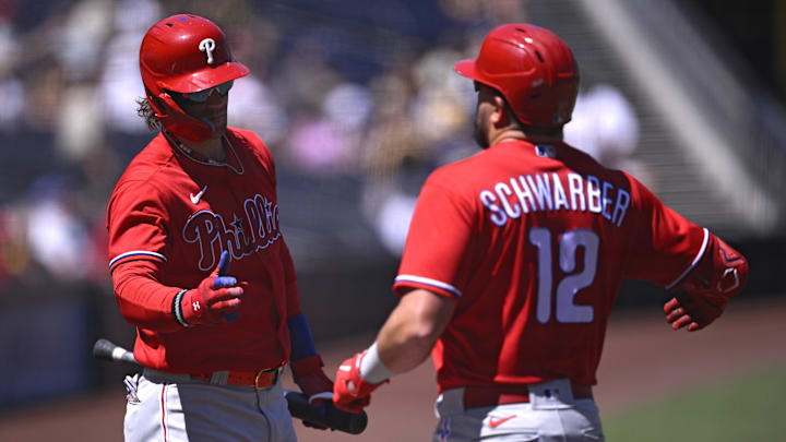 Bryce Harper and Kyle Schwarber of the Philadelphia Phillies