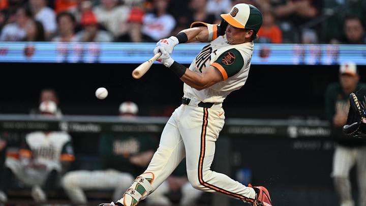 Jul 10, 2026; Baltimore, Maryland, USA; Baltimore Orioles infielder Jackson Holliday (7) hits a RBI single in the second inning against the Kansas City Royals at Oriole Park at Camden Yards. Mandatory Credit: Jamie Sabau-Imagn Images Jul 10, 2026; Baltimore, Maryland, USA; Baltimore Orioles infielder Jackson Holliday (7) hits a RBI single in the second inning against the Kansas City Royals at Oriole Park at Camden Yards. Mandatory Credit: Jamie Sabau-Imagn Images