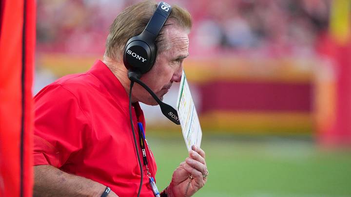 Aug 28, 2026; Kansas City, Missouri, USA; Kansas City Chiefs defensive coordinator Steve Spagnuolo watches play against the Seattle Seahawks during the game at Arrowhead Stadium. Mandatory Credit: Denny Medley-Imagn Images Aug 28, 2026; Kansas City, Missouri, USA; Kansas City Chiefs defensive coordinator Steve Spagnuolo watches play against the Seattle Seahawks during the game at Arrowhead Stadium. Mandatory Credit: Denny Medley-Imagn Images