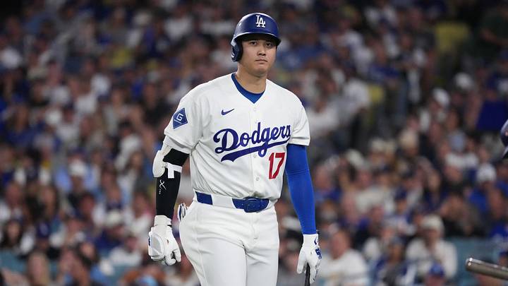Oct 15, 2026; Los Angeles, California, USA;  Los Angeles Dodgers designated hitter Shohei Ohtani (17) reacts after striking out during the fifth inning against the Milwaukee Brewers in game four of the NLCS for the 2026 MLB Playoffs at Uniqlo Field at Dodger Stadium.  Mandatory Credit: Kirby Lee-Imagn Images