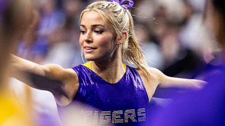 Livvy Dunne warms up against the Florida Gators before the meet at Exactech Arena.