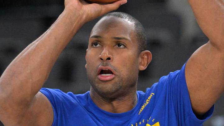 Inglewood, California, USA; Golden State Warriors center Al Horford (20) warms up prior to the game against the Los Angeles Clippers of the play-in rounds of the 2026 NBA Playoffs at Intuit Dome. Mandatory Credit: Jayne Kamin-Oncea-Imagn Images