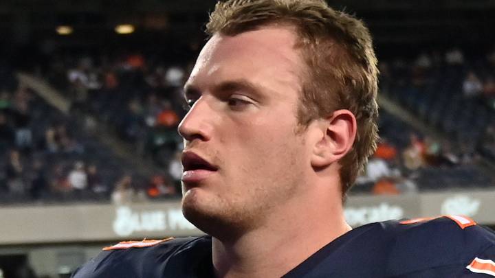 Sep 28, 2026; Chicago, Illinois, USA; Chicago Bears offensive line Theo Benedet (79) walks off the field after the game Philadelphia Eagles at Soldier Field. Mandatory Credit: Patrick Gorski-Imagn Images Sep 28, 2026; Chicago, Illinois, USA; Chicago Bears offensive line Theo Benedet (79) walks off the field after the game Philadelphia Eagles at Soldier Field. Mandatory Credit: Patrick Gorski-Imagn Images
