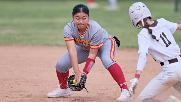 Fourth-ranked Saint Francis (white) during a 6-3 win over Cathedral Catholic at the Carew Softball Classic in Orange County on April 3. Fourth-ranked Saint Francis (white) during a 6-3 win over Cathedral Catholic at the Carew Softball Classic in Orange County on April 3.