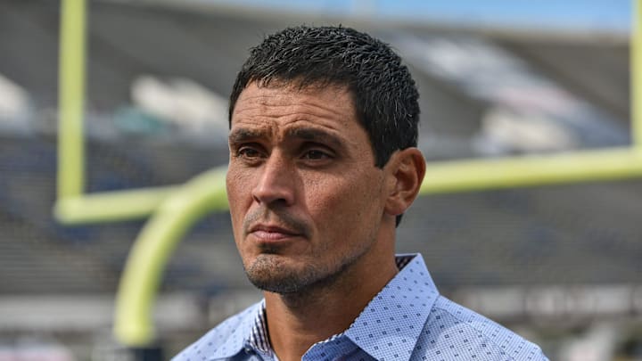 David Pollack, ESPN college football analyst and former NFL linebacker, speaks to the media ahead of GameDay at Veterans Memorial Stadium in Jackson, Miss., Friday, October 28, 2022. Jackson State will host ESPN's GameDay at the stadium on Saturday, October 29.

TCL PreGameDay 210