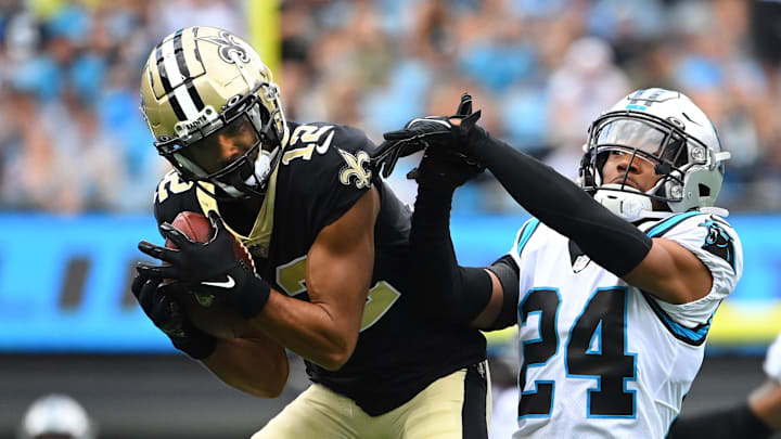 Chris Olave has over 220 receiving yards and a TD in his last two games
