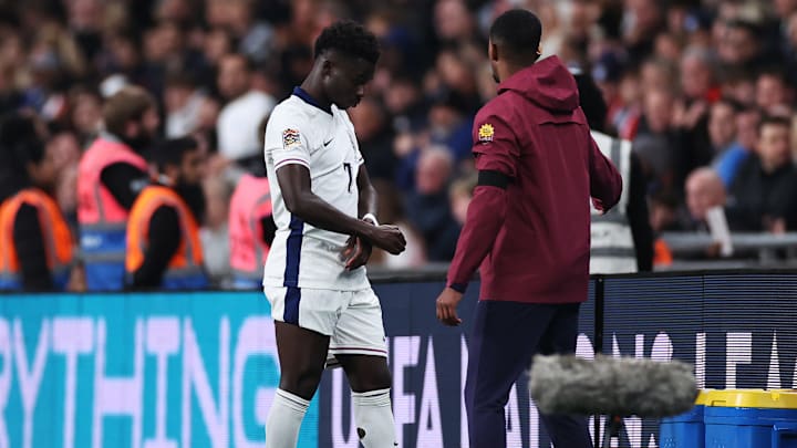 Bukayo Saka limped off in the second-half of England's 2-1 defeat to Greece