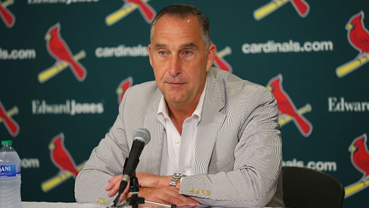 Mozeliak addresses the media