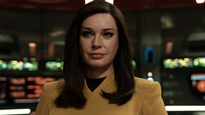 Rebecca Romijn as Una in season 3, Episode 10 of Strange New Worlds. Photo Credit: Marni Grossman/Paramount+ Rebecca Romijn as Una in season 3, Episode 10 of Strange New Worlds. Photo Credit: Marni Grossman/Paramount+