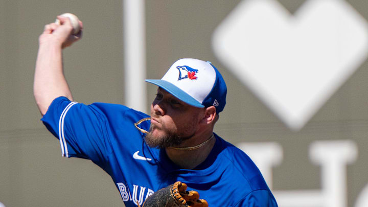 Toronto Blue Jays pitcher Yariel Rodriguez (29) pitching during the first inning of their game against the Boston Red Sox at JetBlue Park at Fenway South on Feb. 23.