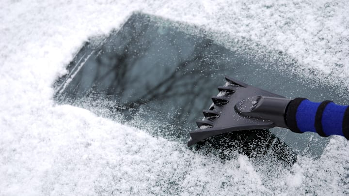 You should always keep an ice scraper in your car during winter.
