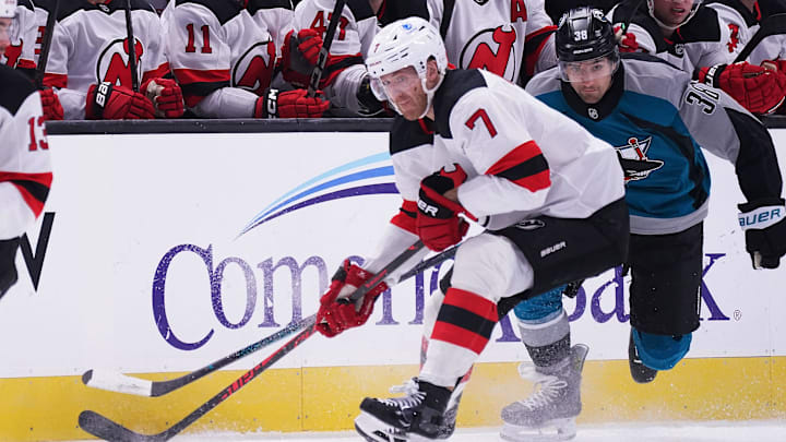 New Jersey Devils defenseman Dougie Hamilton (7): David Gonzales-Imagn Images