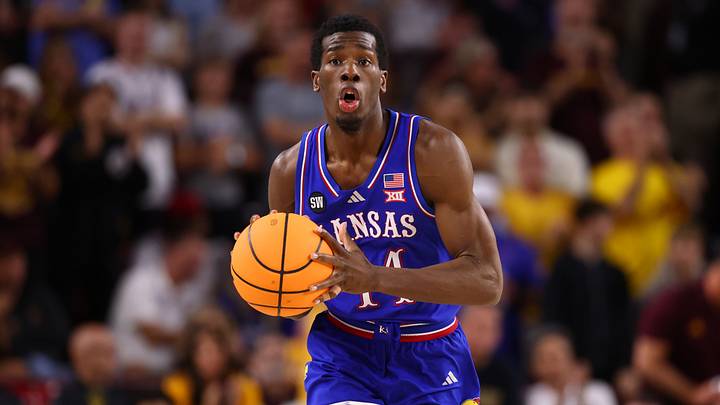 Mar 3, 2026; Tempe, Arizona, USA; Kansas Jayhawks guard Melvin Council Jr. (14) against the Arizona State Sun Devils at Desert Financial Arena. Mandatory Credit: Mark J. Rebilas-Imagn Images Mar 3, 2026; Tempe, Arizona, USA; Kansas Jayhawks guard Melvin Council Jr. (14) against the Arizona State Sun Devils at Desert Financial Arena. Mandatory Credit: Mark J. Rebilas-Imagn Images