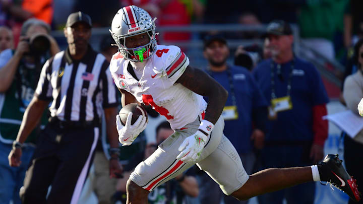 Ohio State wide receiver Jeremiah Smith will be the key matchup for the Notre Dame secondary. Ohio State wide receiver Jeremiah Smith will be the key matchup for the Notre Dame secondary.