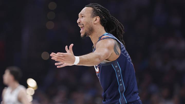 Feb 20, 2026; Oklahoma City, Oklahoma, USA; Oklahoma City Thunder forward Jaylin Williams (6) reacts after a play against the Brooklyn Nets during the first half at Paycom Center. Mandatory Credit: Alonzo Adams-Imagn Images Feb 20, 2026; Oklahoma City, Oklahoma, USA; Oklahoma City Thunder forward Jaylin Williams (6) reacts after a play against the Brooklyn Nets during the first half at Paycom Center. Mandatory Credit: Alonzo Adams-Imagn Images