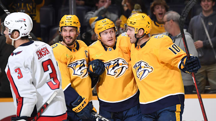Dec 16, 2023; Nashville, Tennessee, USA; Nashville Predators center Colton Sissons (10) is