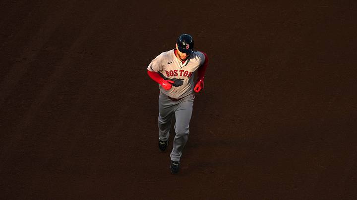 Jul 5, 2026; Anaheim, California, USA; Boston Red Sox first baseman Willson Contreras (40) runs the bases after hitting a three-run home run in the third inning against the Los Angeles Angels at Angel Stadium. Mandatory Credit: Kirby Lee-Imagn Images Jul 5, 2026; Anaheim, California, USA; Boston Red Sox first baseman Willson Contreras (40) runs the bases after hitting a three-run home run in the third inning against the Los Angeles Angels at Angel Stadium. Mandatory Credit: Kirby Lee-Imagn Images