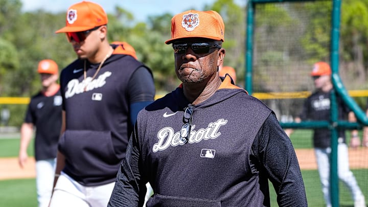 Detroit Tigers major league coach Gary Jones walks off the field after practice during spring training at TigerTown in Lakeland, Fla. on Saturday, Feb. 15, 2025.
