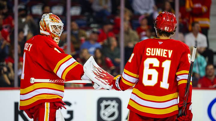 Aydar Suniev of the Calgary Flames Aydar Suniev of the Calgary Flames