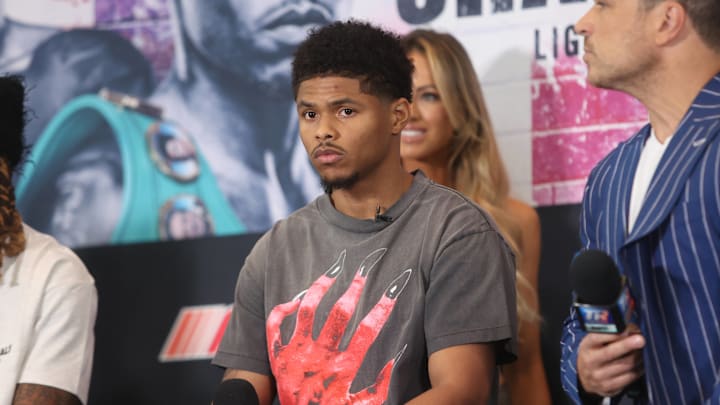 Shakur Stevenson during a March 7, 2024 press conference.